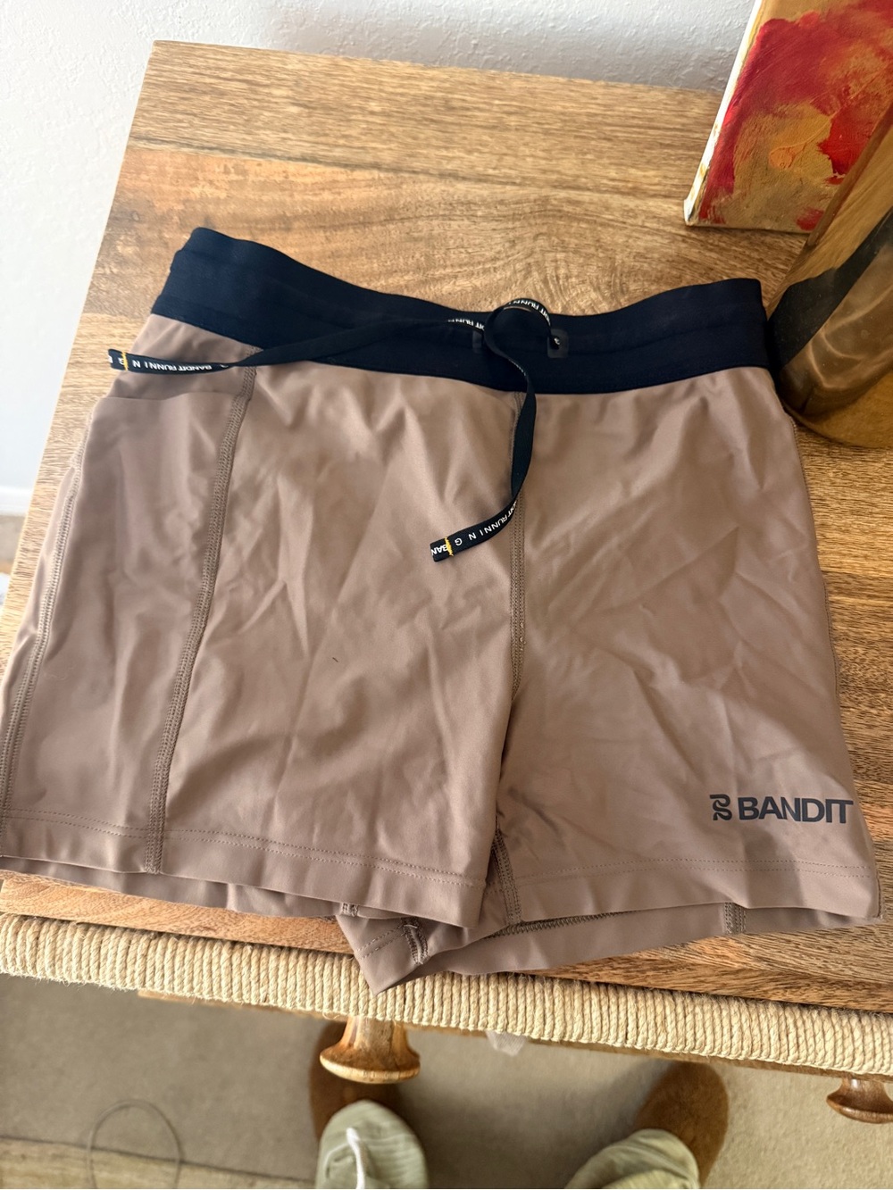 Bandit Women's Athletic Shorts — Taupe with Black Waistband